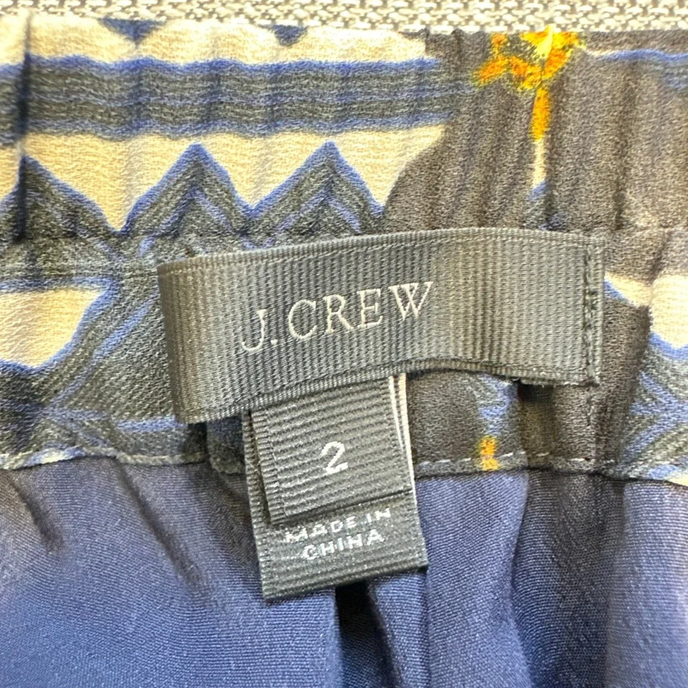 J. Crew Floral Print Turner Joggers Women size 2 Lined Geometric Pull On Pockets